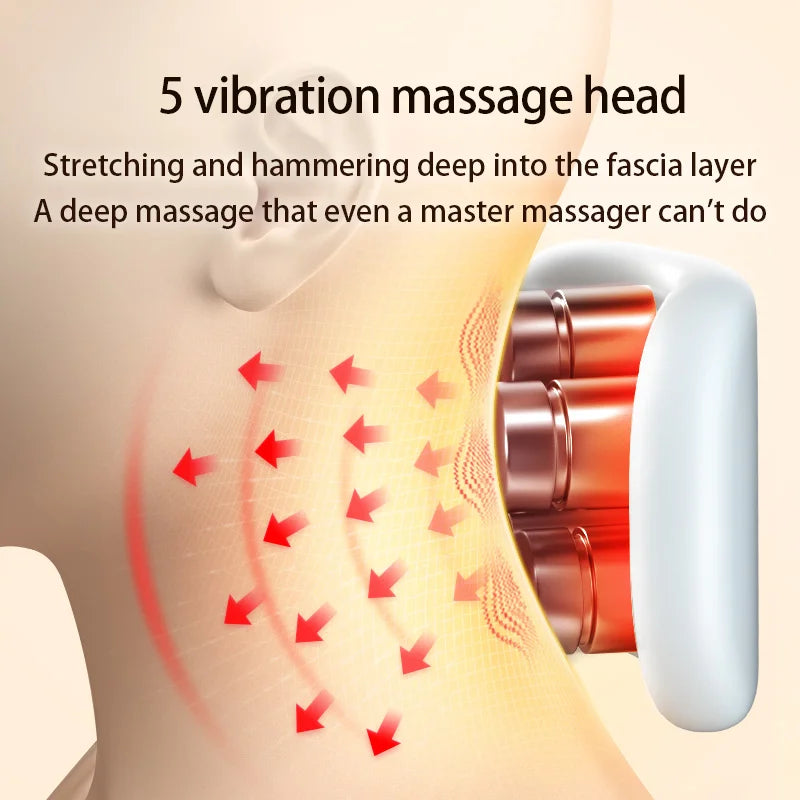 Smart Neck Massager with Heating Portable Electric Neck Massager for Pain Relief