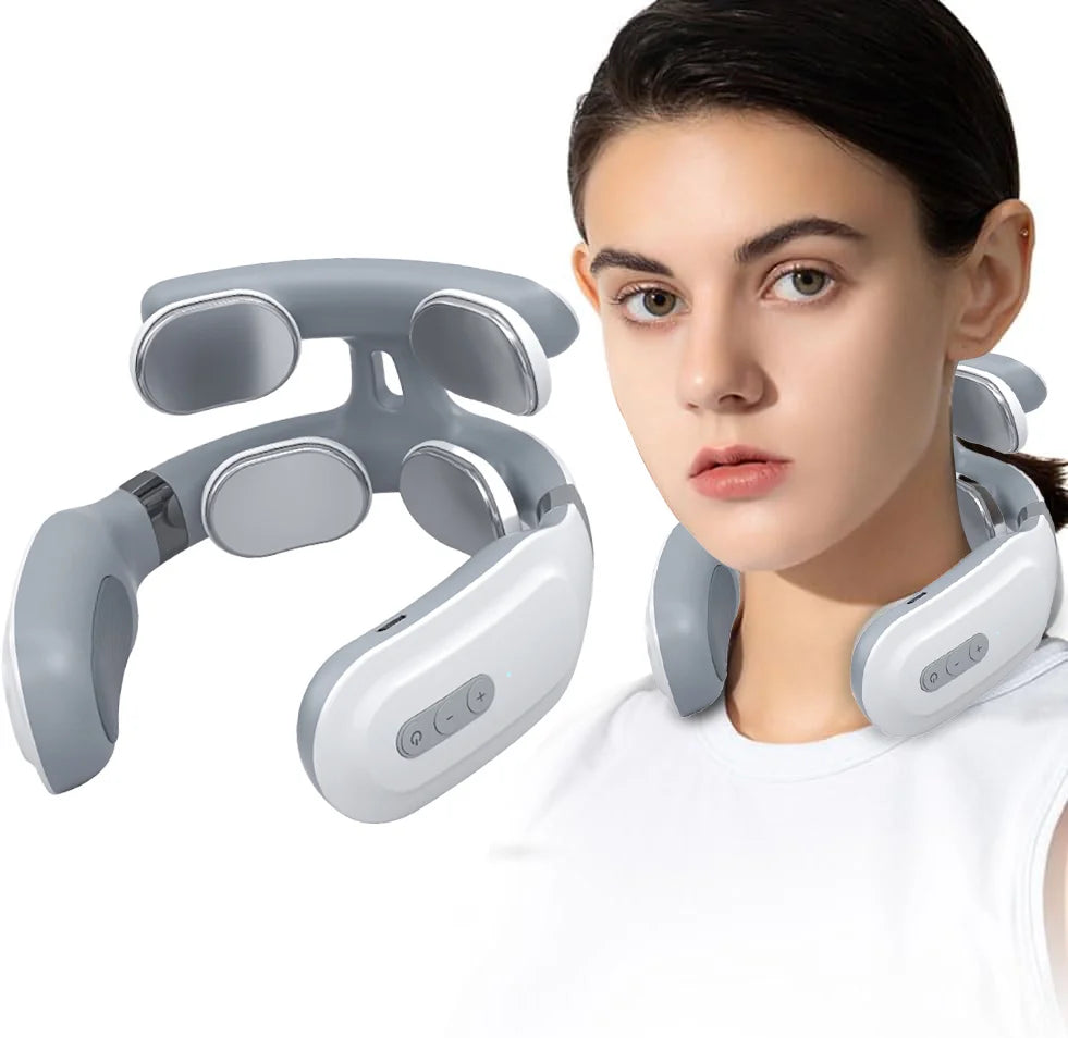 Smart Neck Massager with Heating Portable Electric Neck Massager for Pain Relief