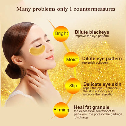 Skin Care Crystal Eye Patches Fade Dark Circles Gold Collagen Eye Mask Keep Moisturizing Firming Skin Anti Aging Wrinkle