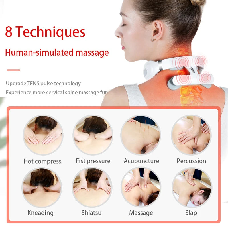 Smart Neck Massager with Heating Portable Electric Neck Massager for Pain Relief