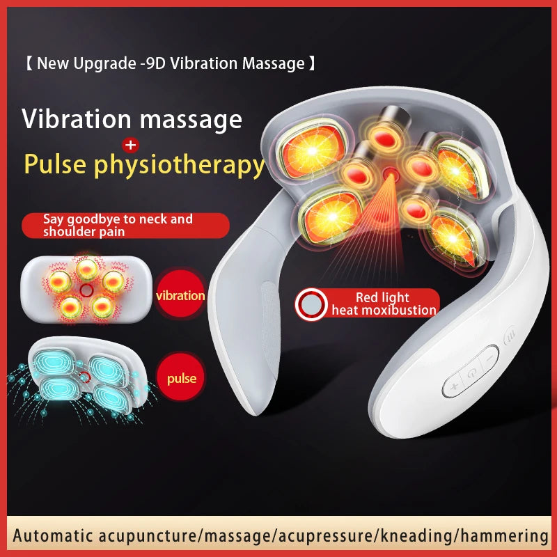 Smart Neck Massager with Heating Portable Electric Neck Massager for Pain Relief