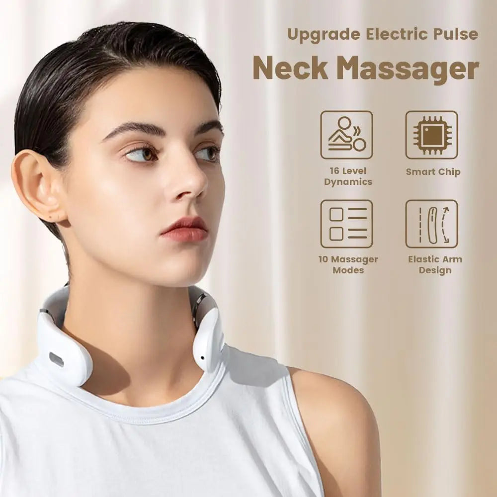 Smart Neck Massager with Heating Portable Electric Neck Massager for Pain Relief